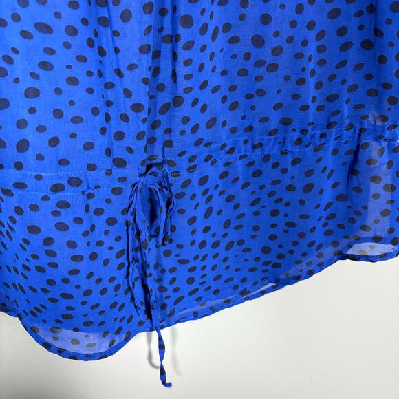 The Limited Women's Blue Polka Dot Semi-Sheer Peasant Top - Small - Drawstring - Picture 3 of 6